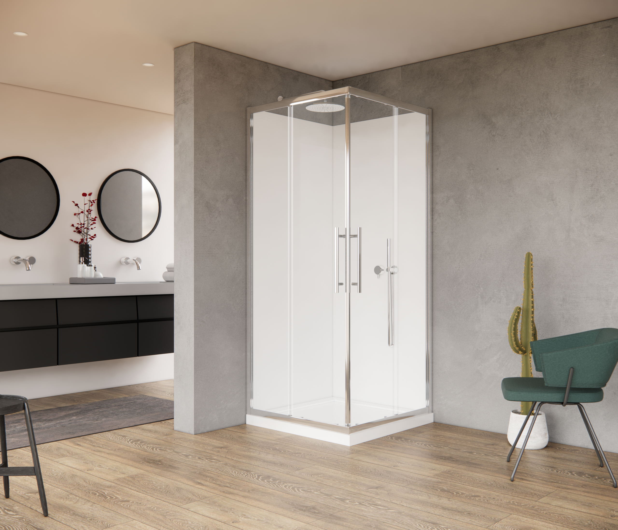 Milford 900 Corner Double Sliding Doors Square Shower-extra high - Image 2