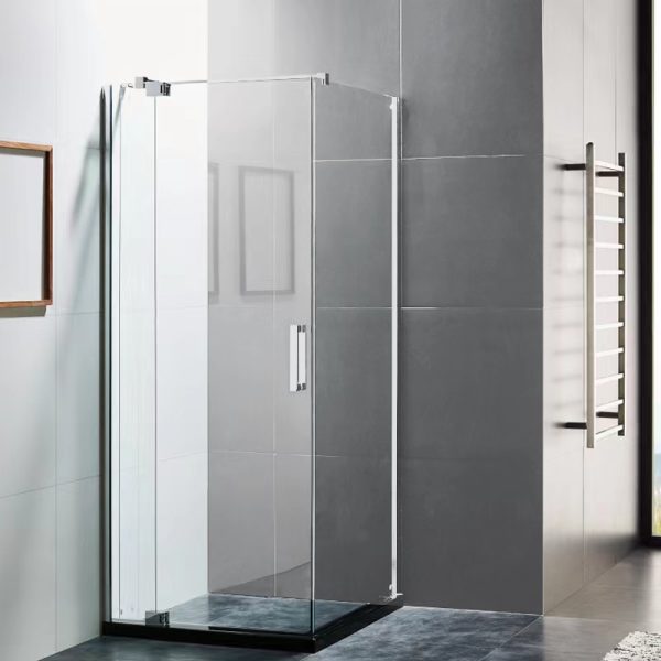 Milford 900 Corner Frameless Swing door Square Shower - Chrome - Image 2