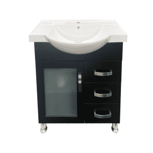 Renwick 750 Glass Door Floor Standing Vanity - Black