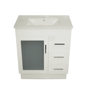 Remarkable 750 Glass-Door Floor Standing Vanity - White/Black