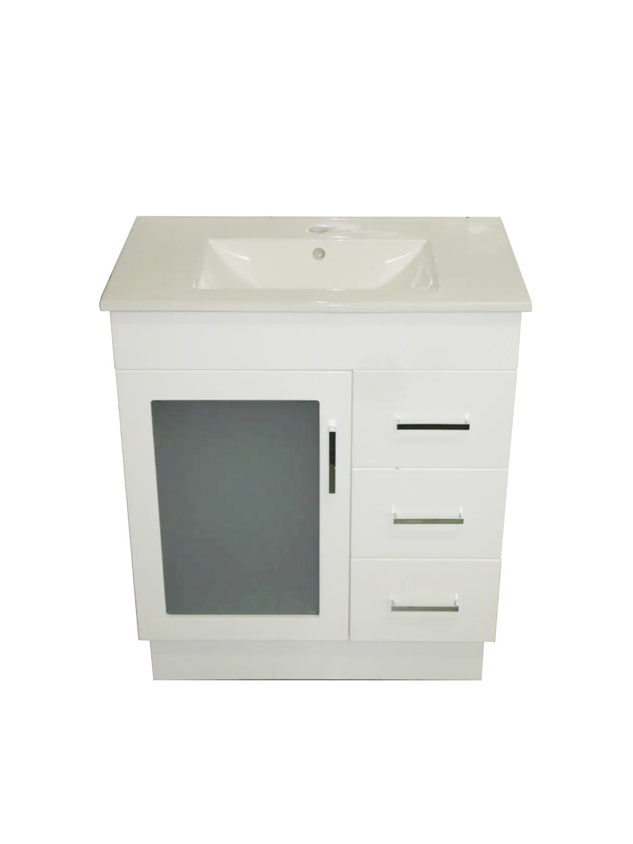 Remarkable 750 Glass-Door Floor Standing Vanity - White/Black