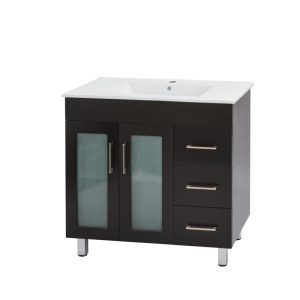 Remarkable 900 Glass-Door Floor Standing Vanity - White