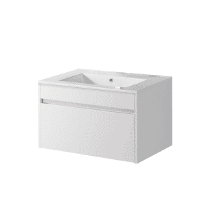 Remarkable 1200 Single Drawer Wall Hung Vanity - White/Black