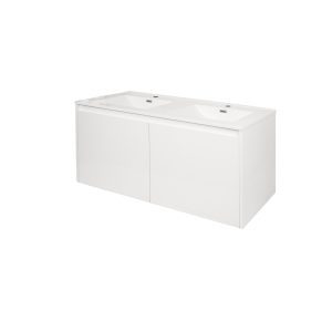 Wanaka 1200 Four Drawers Wall Hung Vanity - White/White Oak/Dark Oak