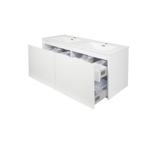 Wanaka 1200 Four Drawers Wall Hung Vanity - White/White Oak/Dark Oak - Image 2