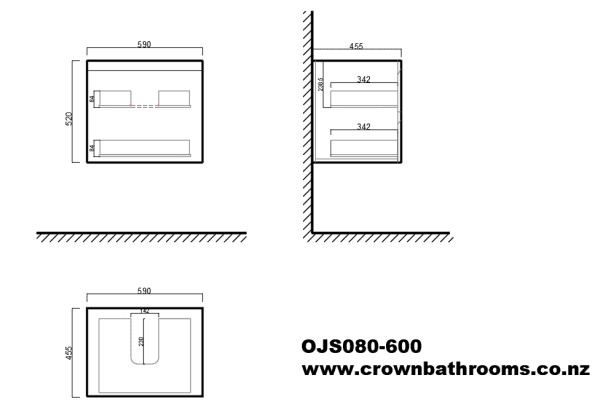 Wanaka 600 Double Drawers Wall Hung Vanity with Led Lighting - Image 2