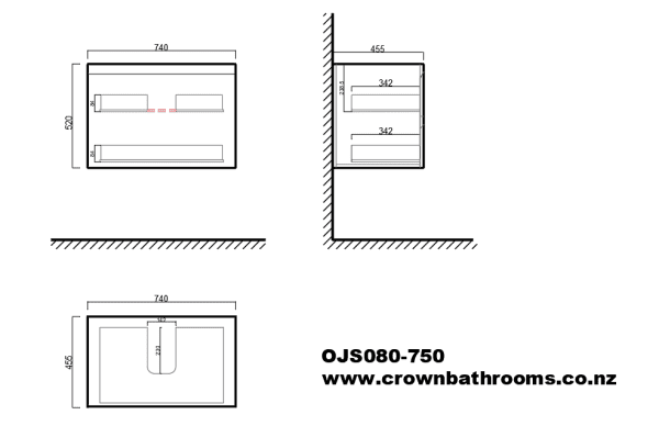 Wanaka 750 Double Drawers Wall Hung Vanity with Led Lighting - Image 2
