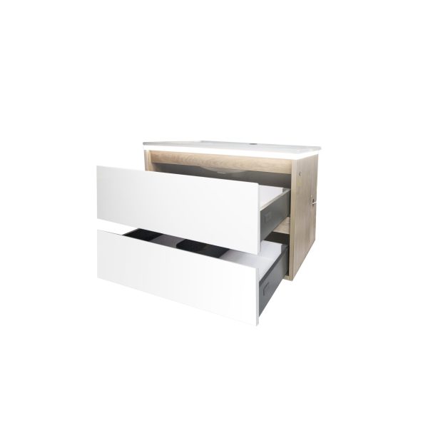 Wanaka 900 Double Drawers Wall Hung Vanity with Led Lighting - Image 3