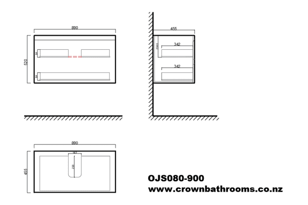 Wanaka 900 Double Drawers Wall Hung Vanity with Led Lighting - Image 2