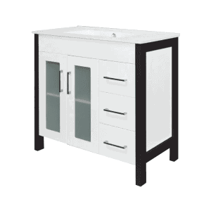 Remarkable 900 Timber Legs Floor Standing Vanity - White/Black
