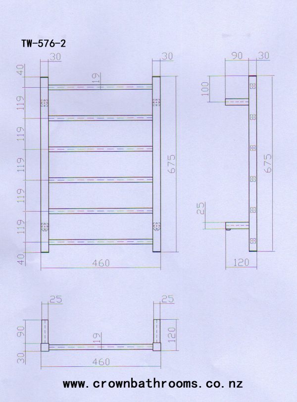 Remarkable Slim 6 Square Bars Heated Towel Rails in Black - Image 2