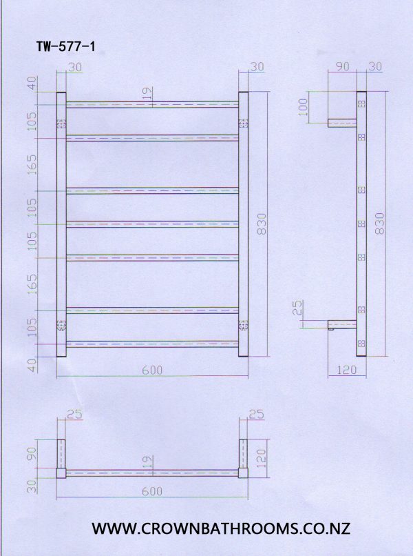 Remarkable 7 Square Bars NB-Heated Towel Rails in Black - Image 2