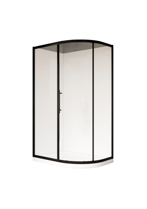 Coromandel 1200X900 Corner Single Sliding Door Round Shower in Black (Left/Right) - Extra High