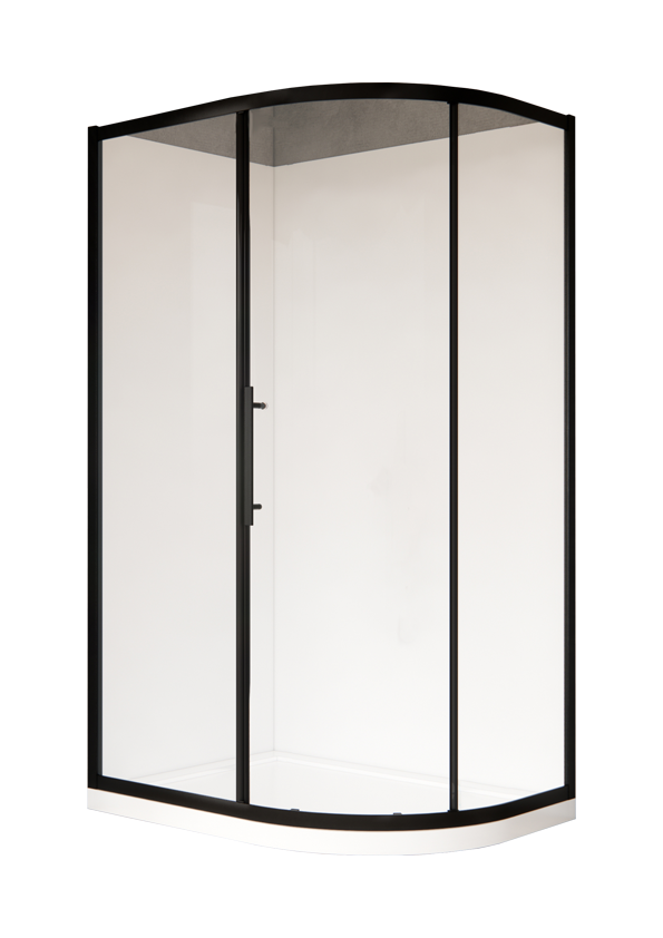 Coromandel 1200X900 Corner Single Sliding Door Round Shower in Black (Left/Right) - Extra High