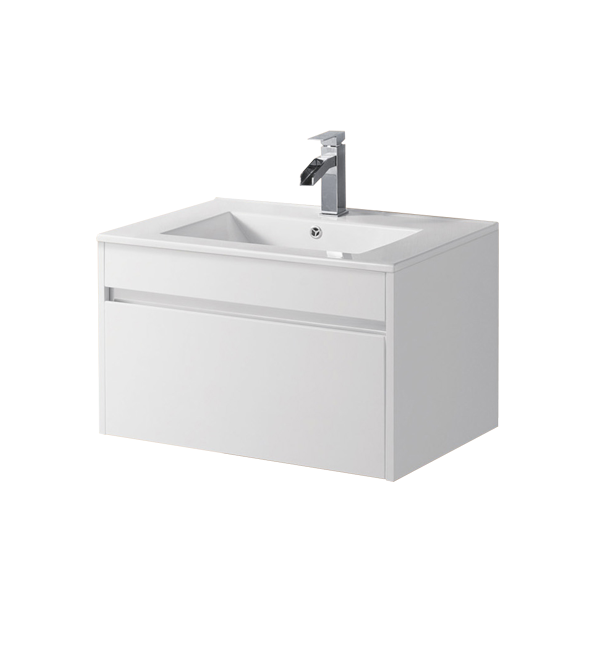 Remarkable 600 Single Drawer Wall Hung Vanity - White