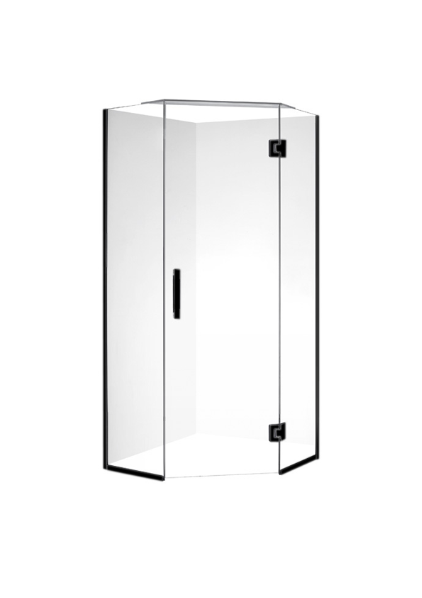 Arthur 1000X1000 Frameless Angle Corner Shower - Matt Black