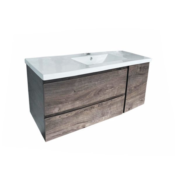 Wanaka 1200 Wall Hung Vanity - White/Dark Oak/White Oak - Image 5