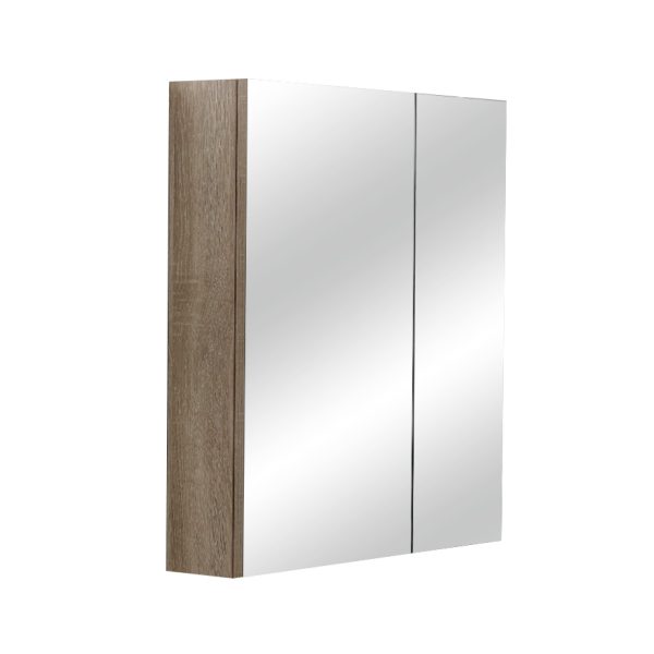 Wanaka 650mm Plywood LED Mirror Cabinet-Beige Grain/Caramel Mocha