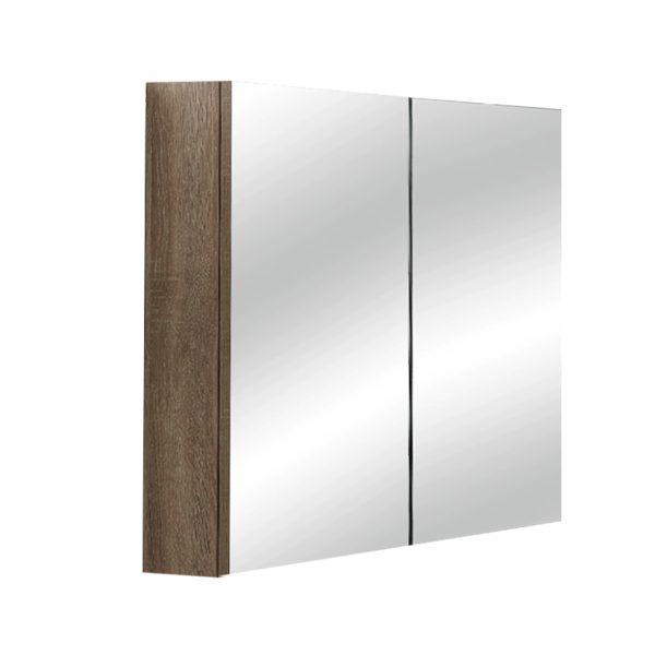 Wanaka 750mm Plywood LED Mirror Cabinet-Beige Grain/Caramel Mocha - Image 2