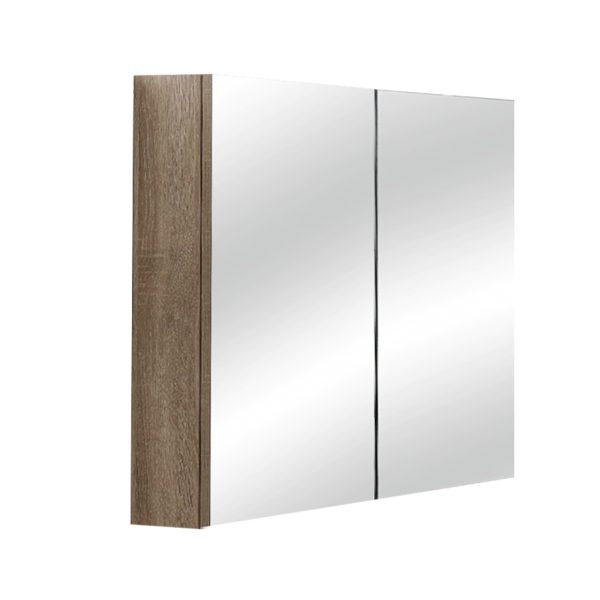 Wanaka 750mm Plywood LED Mirror Cabinet-Beige Grain/Caramel Mocha
