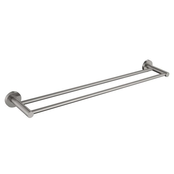 Coromandel Round Double Towel Rails 75cm in Brushed Nickel