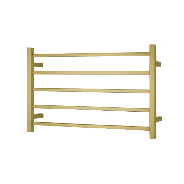 Remarkable 5 Square Bars Heated Towel Rails in PVD Brushed Gold