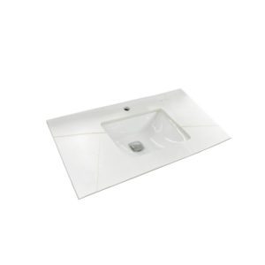 LUNUN White Gold Sintered Stone with Built-in Ceramic Square Basin