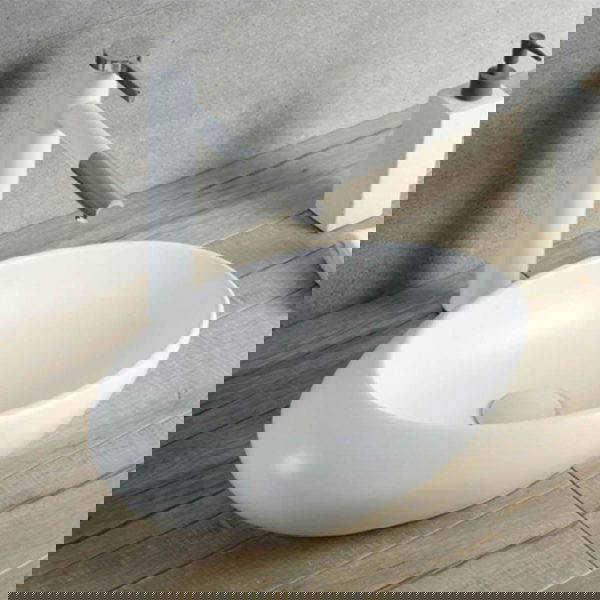 Ceramic Counter-top Basin In-Line Matte White Size 490mm*310mm*150mm