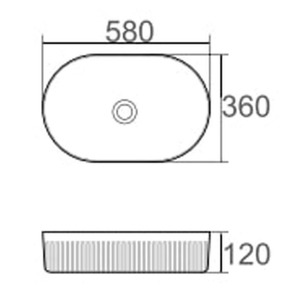 Ceramic Counter-top Basin In-Line White Size 580mm*360mm*120mm(H) - Image 2