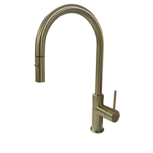 Coromandel Pull-out Round Sink Mixer with 35mm Cartridge in PVD Brushed Gold