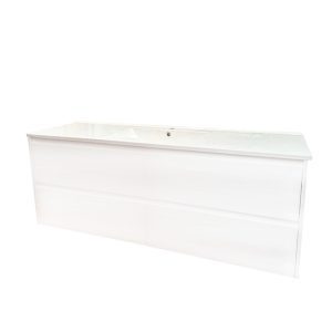 1500 4*Drawers White (Woodgrain) WH Plywood Vanity Double Basin