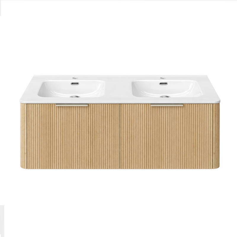 Aussi Curve In-Line 1200mm Scandi Oak 2Dr WH Plywood Vanity - Image 2