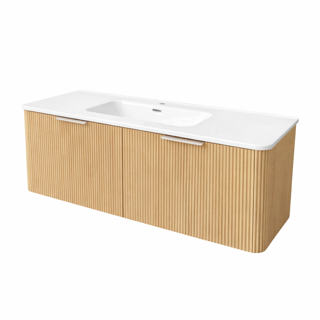 Aussi Curve In-Line 1200mm Scandi Oak 2Dr WH Plywood Vanity