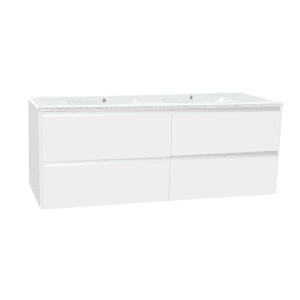 1500 4*Drawers Double Basin White WH Plywood Vanity