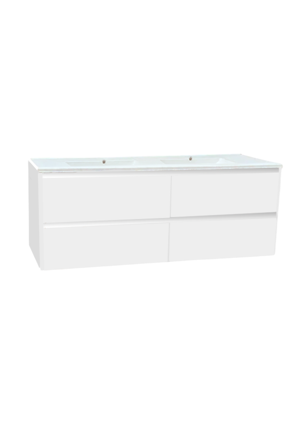 1500 4*Drawers Double Basin White WH Plywood Vanity